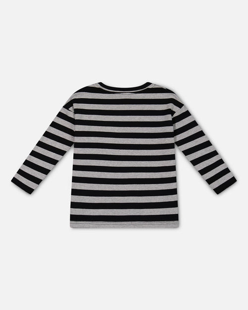 Striped Rib T-Shirt Black Tees & Tops Deux par Deux 