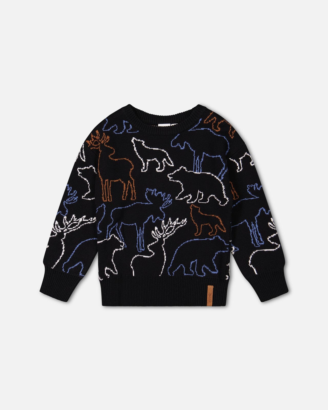 Sweater With Intarsia Animal Forest Black Sweaters & Hoodies Deux par Deux 