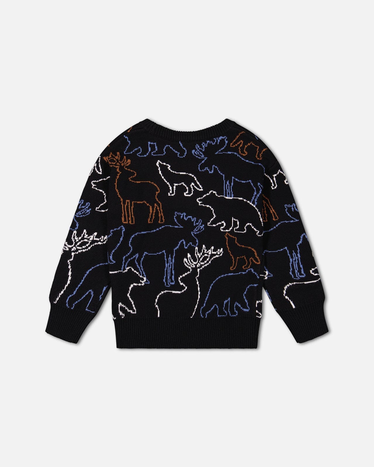 Sweater With Intarsia Animal Forest Black Sweaters & Hoodies Deux par Deux 