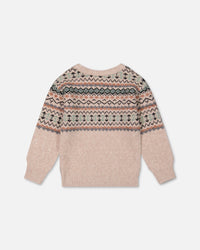 Sweater With Norwegian Jacquard Beige Mix Sweaters & Hoodies Deux par Deux 