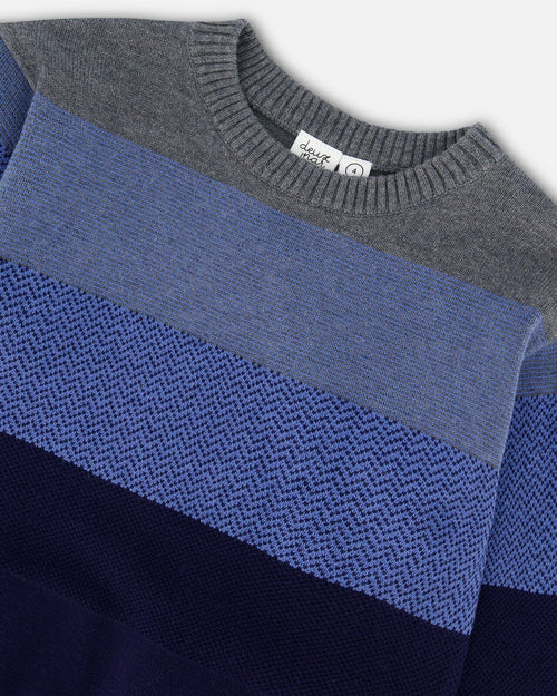 Colorblock Sweater Blue Gradient Sweaters & Hoodies Deux par Deux 