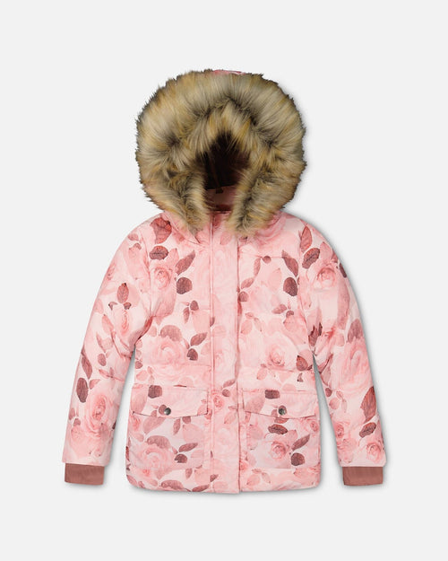 Puffy Jacket Printed Rose Petals Outerwear Deux par Deux 