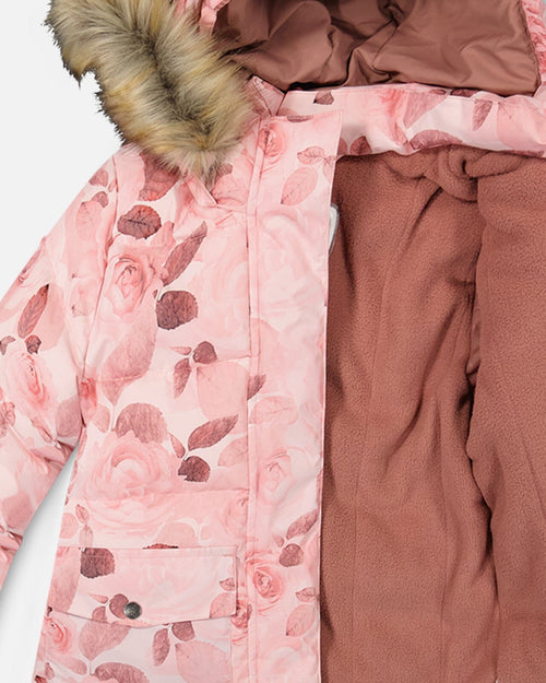 Puffy Jacket Printed Rose Petals Outerwear Deux par Deux 