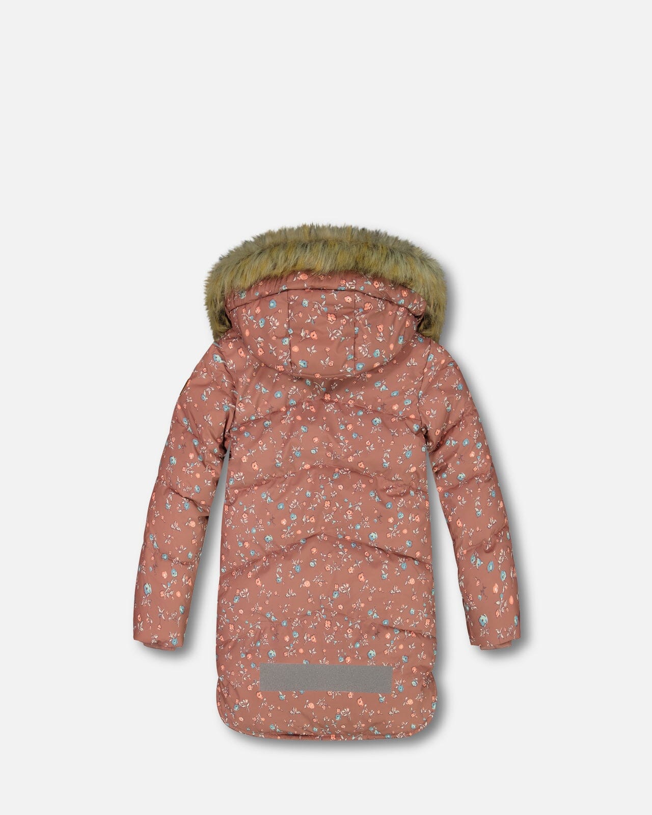 Puffy Long Coat Dusty Pink With Small Flowers Outerwear Deux par Deux 