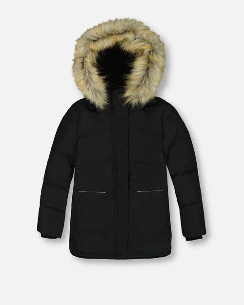 Puffy Long Coat Black Outerwear Deux par Deux 