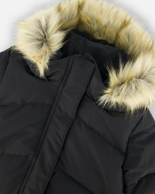 Puffy Long Coat Black Outerwear Deux par Deux 