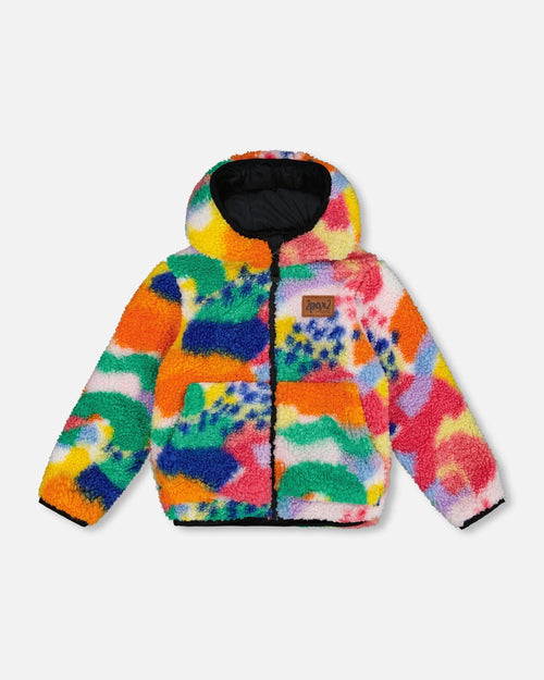 Reversible Sherpa Jacket Multicolored Outerwear Deux par Deux 