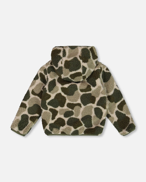 Reversible Sherpa Jacket Camouflage Green Outerwear Deux par Deux 