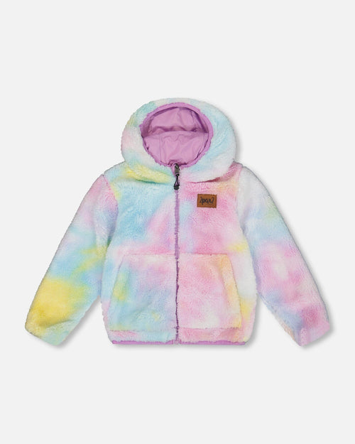 Reversible Plush Jacket Lilac Tie Dye Outerwear Deux par Deux 