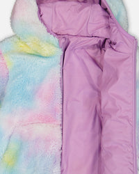 Reversible Plush Jacket Lilac Tie Dye Outerwear Deux par Deux 