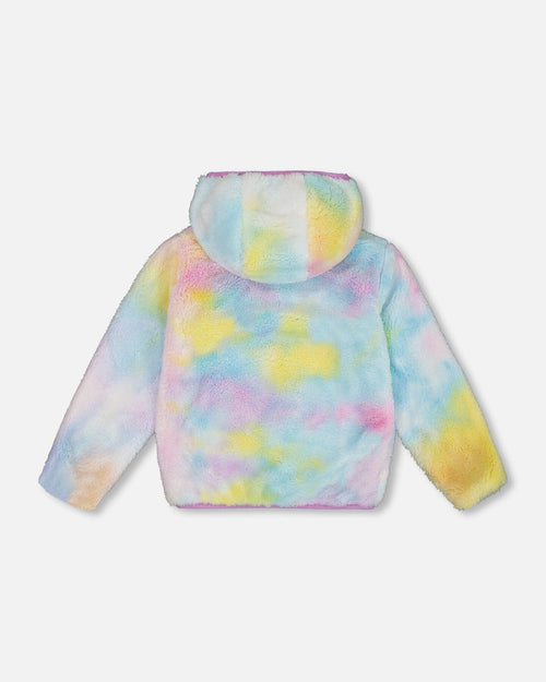 Reversible Plush Jacket Lilac Tie Dye Outerwear Deux par Deux 