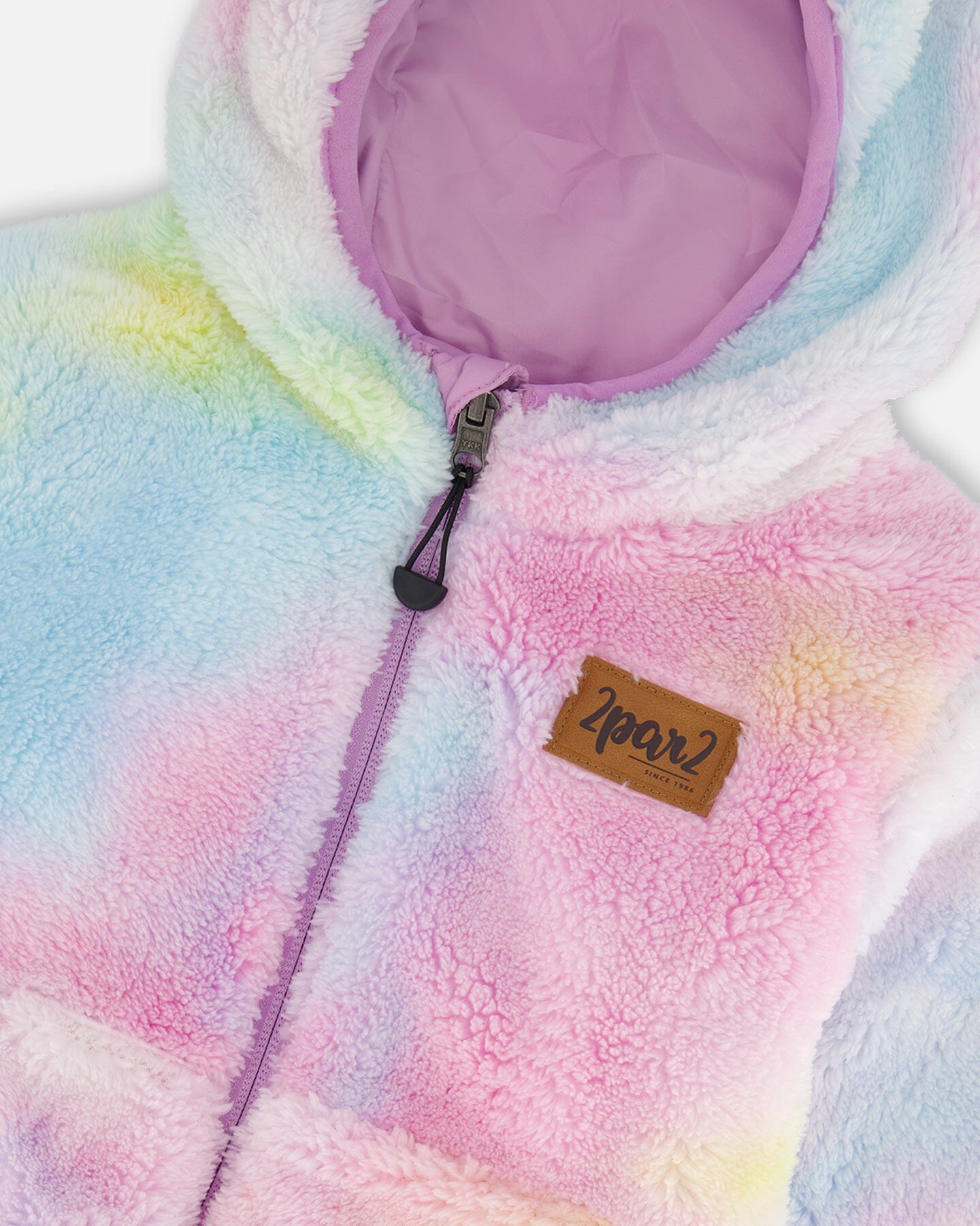 Reversible Plush Jacket Lilac Tie Dye Outerwear Deux par Deux 