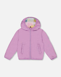 Reversible Plush Jacket Lilac Tie Dye Outerwear Deux par Deux 