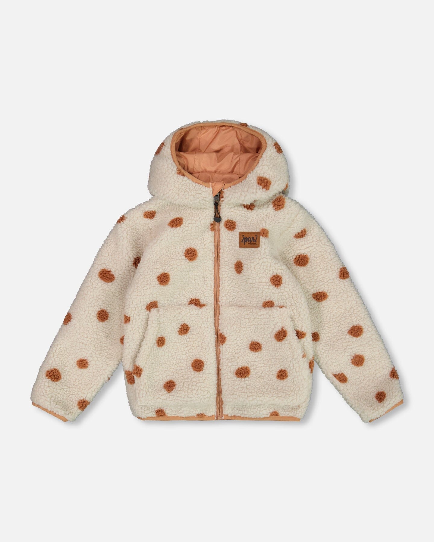 Reversible Sherpa Jacket Pinky Brown With Dots Outerwear Deux par Deux 