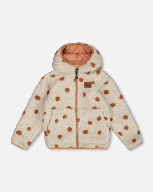 Reversible Sherpa Jacket Pinky Brown With Dots Outerwear Deux par Deux 