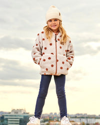 Reversible Sherpa Jacket Pinky Brown With Dots - G20W60_625