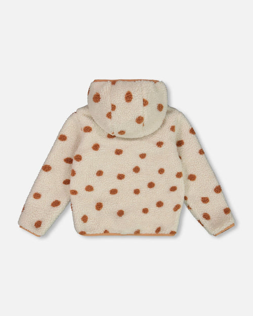 Reversible Sherpa Jacket Pinky Brown With Dots Outerwear Deux par Deux 