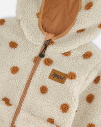 Reversible Sherpa Jacket Pinky Brown With Dots Outerwear Deux par Deux 