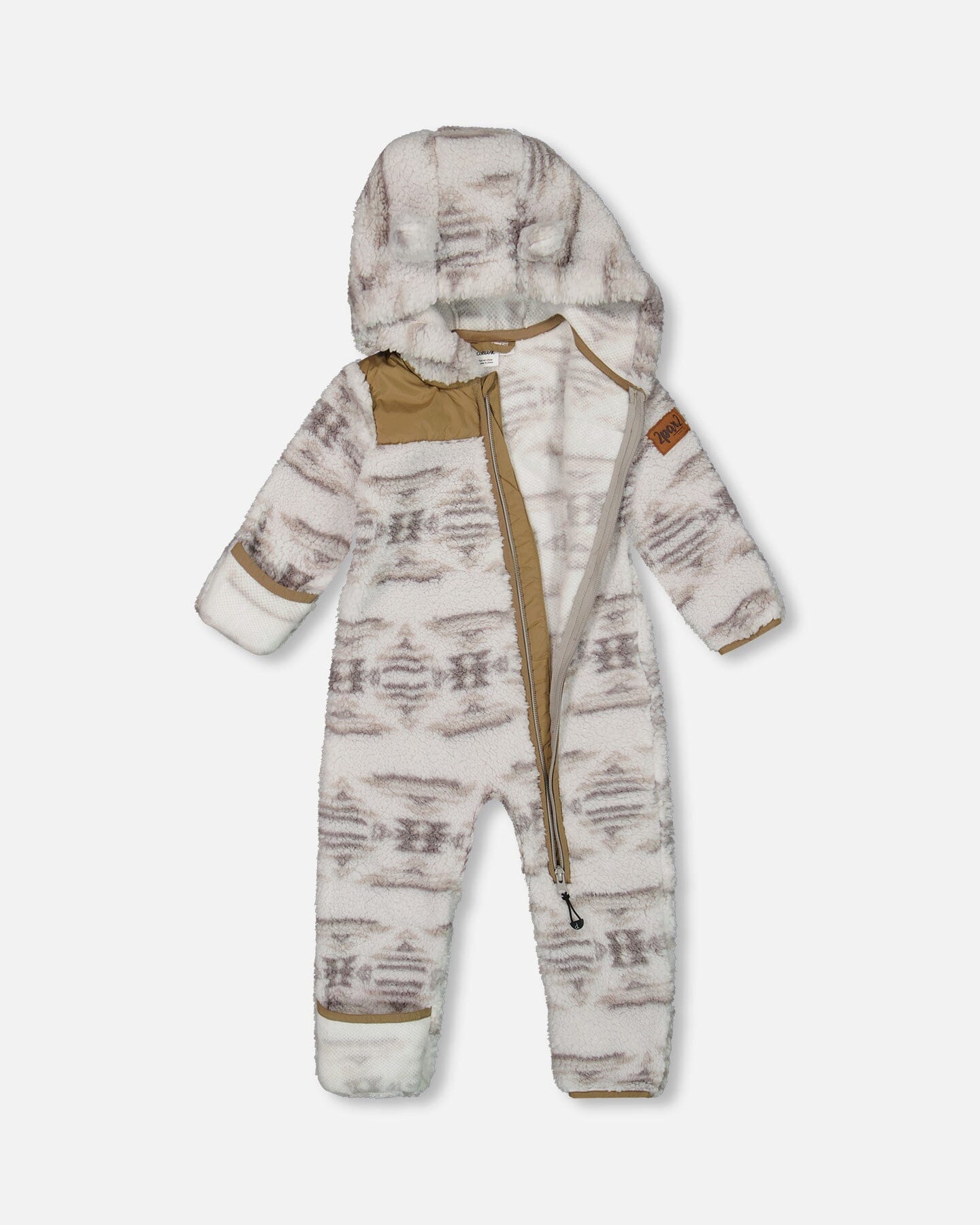 Baby One Piece Plush Gray And Beige Outerwear Deux par Deux 