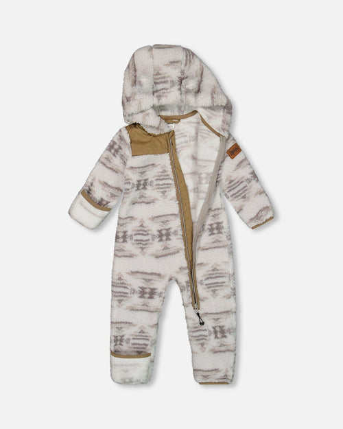 Baby One Piece Plush Gray And Beige Outerwear Deux par Deux 