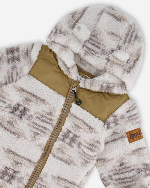 Baby One Piece Plush Gray And Beige Outerwear Deux par Deux 