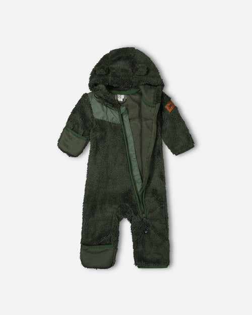 Baby One Piece Plush Forest Green Outerwear Deux par Deux 