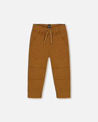 Stretch Twill Pleated Knee Jogger Pants Caramel Brown - G20YB21_915