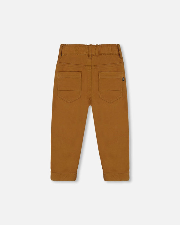 Stretch Twill Pleated Knee Jogger Pants Caramel Brown - G20YB21_915