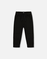 Stretch Twill Pleated Knee Jogger Pants Black - G20YB21_999