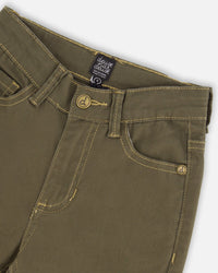 Stretch Twill Straight Leg Pants Khaki Green - G20YB22_367