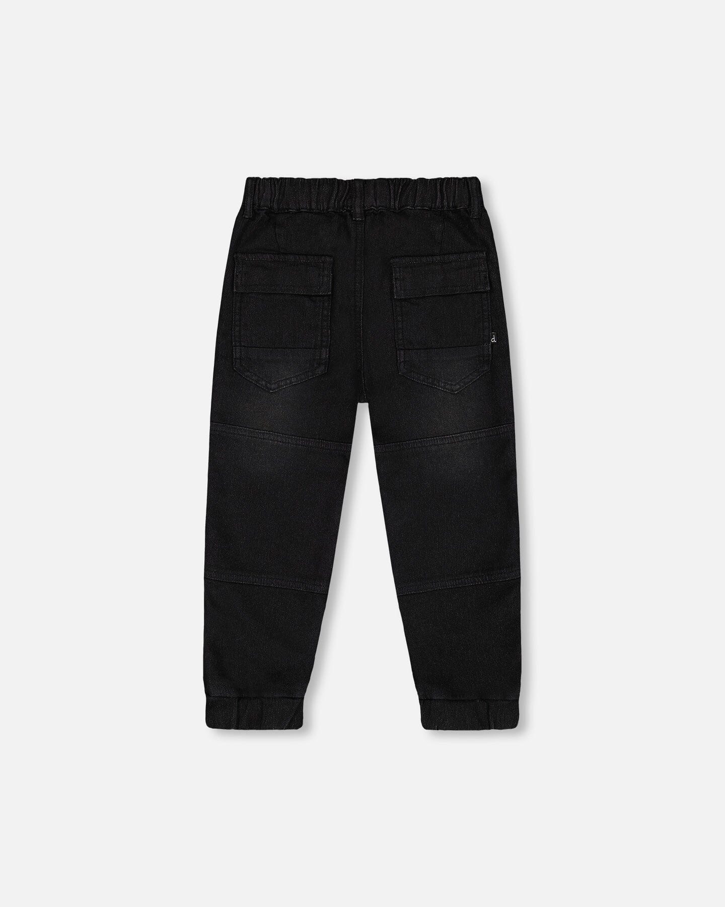 French Terry Jogger Pants Black Denim - G20YB24_124