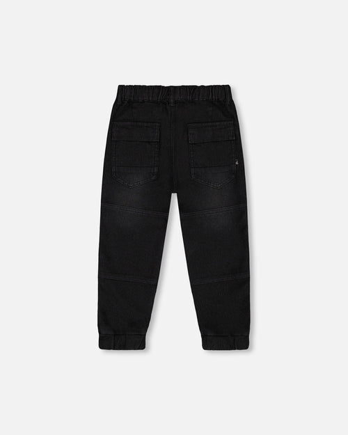 French Terry Jogger Pants Black Denim - G20YB24_124