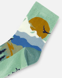 Socks Sage With Landscape Accessories Deux par Deux 