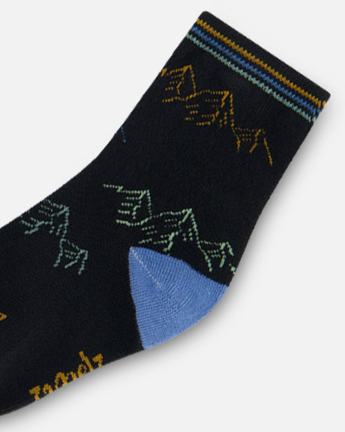 Socks Black With Mountains Accessories Deux par Deux 