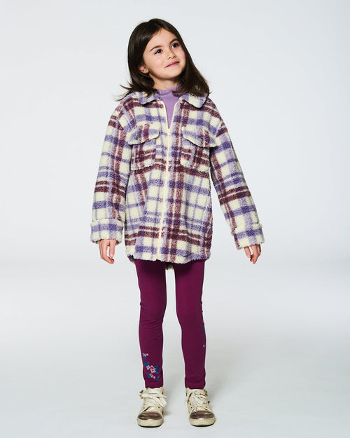 Zip Front Sherpa Overshirt Plaid Purple And White Sweaters & Hoodies Deux par Deux 