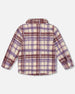 Zip Front Sherpa Overshirt Plaid Purple And White Sweaters & Hoodies Deux par Deux 