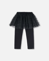 Legging avec jupe en tulle noir