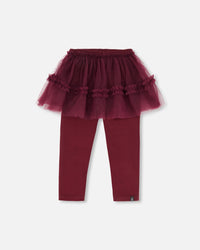 Leggings With Tulle Skirt Burgundy - G20YG82_791