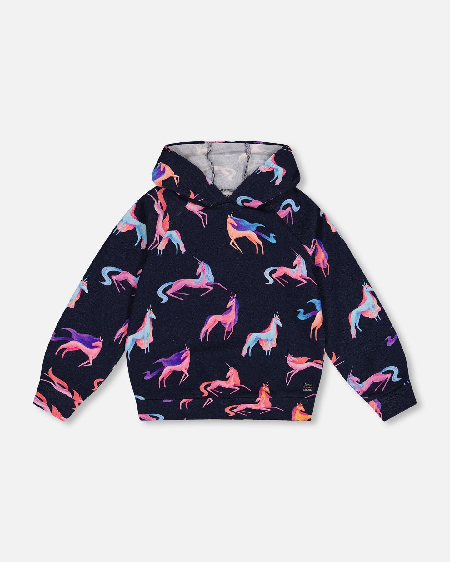 Hooded Sweatshirt Navy Printed Unicorn - G20Z32_012