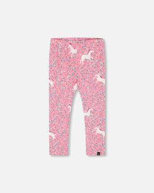 Printed Leggings Pink With Unicorn - G20Z60_042