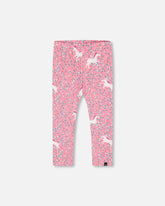 Legging rose imprimé licornes