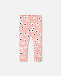 Printed Leggings Pink With White Flowers - G20Z61_009