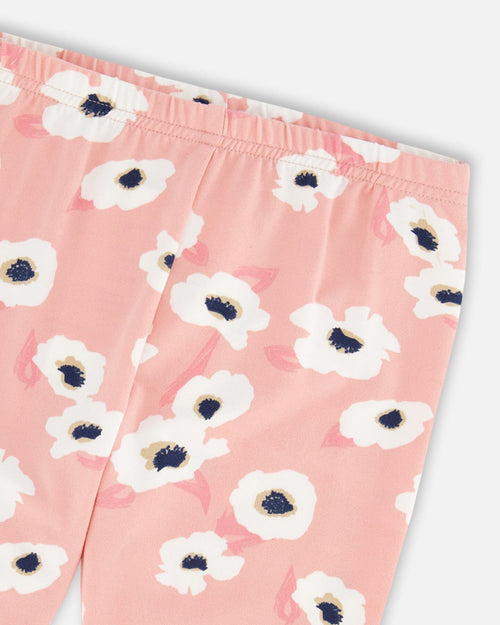 Printed Leggings Pink With White Flowers - G20Z61_009