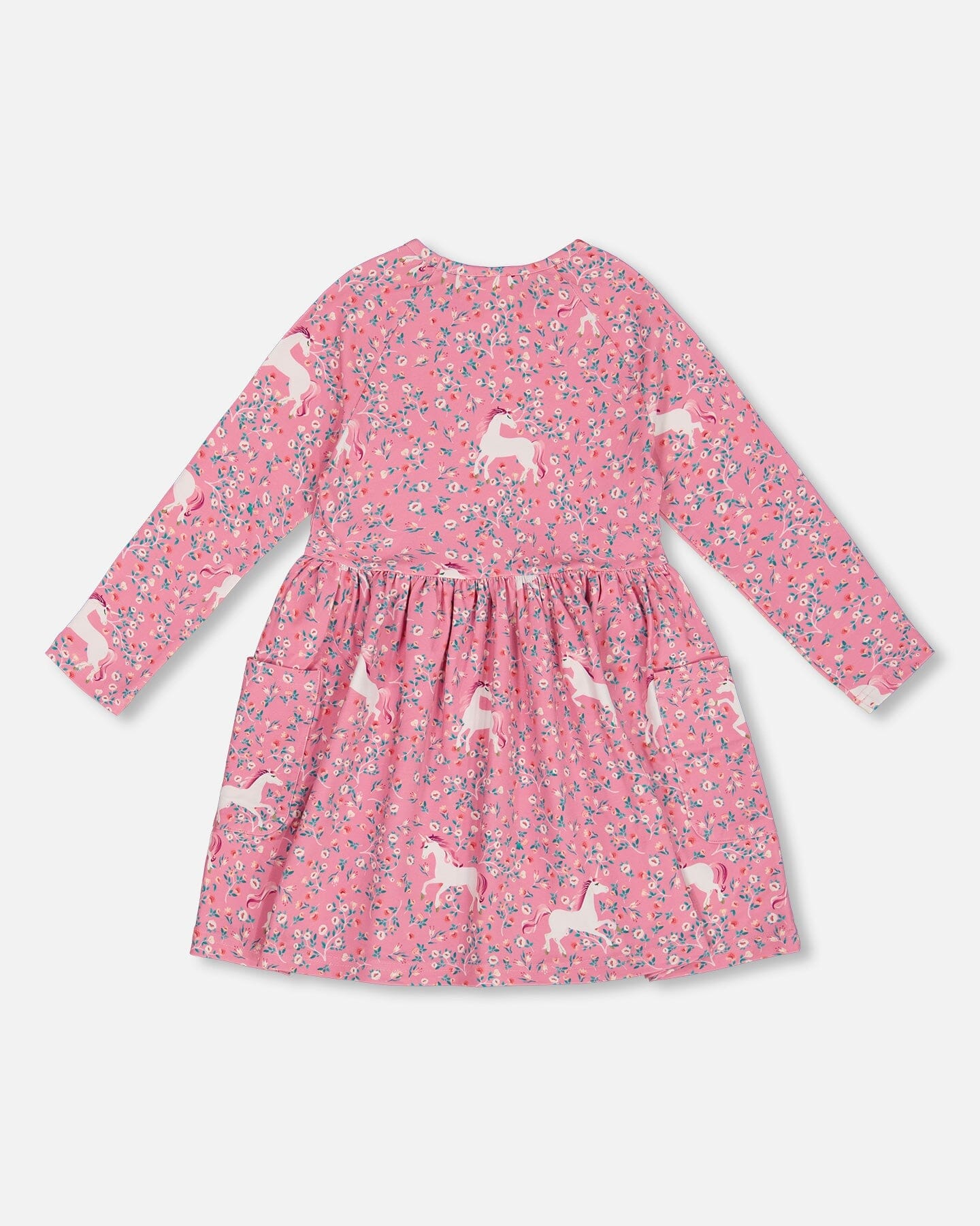 Printed Unicorn Dress With Pockets Pink - G20Z91_042