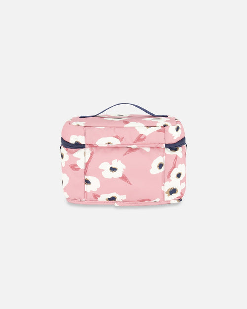 Lunch Box Pink Printed Off White Flowers - G20ZBL_009