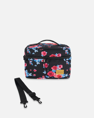 Lunch Box Black Printed Roses - G20ZBL_011