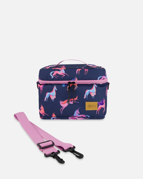 Lunch Box Navy Printed Unicorn - G20ZBL_012