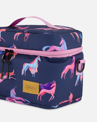 Lunch Box Navy Printed Unicorn - G20ZBL_012