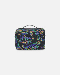 Lunch Box Black Printed Neon Dino - G20ZBL_019