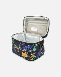 Lunch Box Black Printed Neon Dino - G20ZBL_019